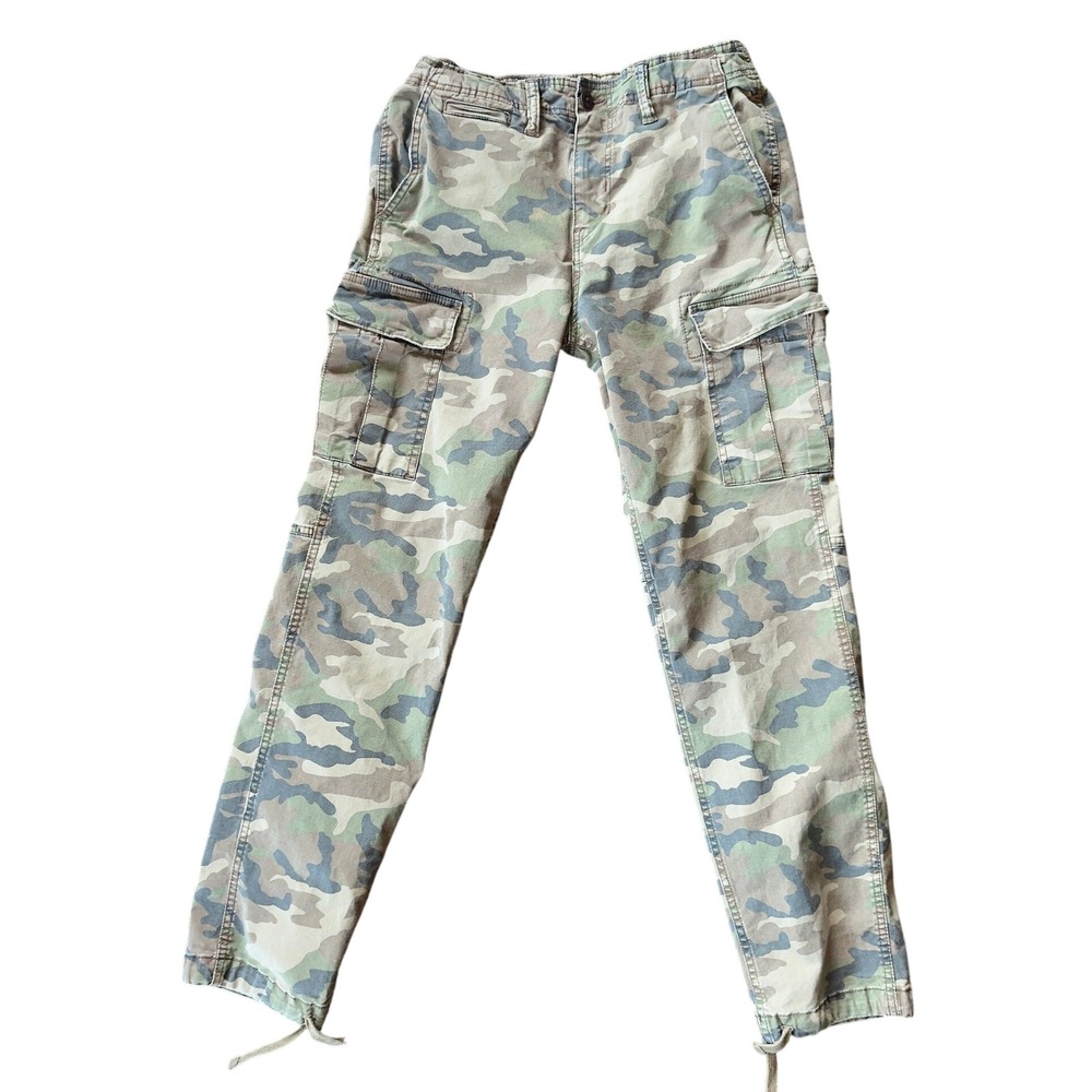 American Eagle Cargo Pants Mens 32x34 Green Camo Multi Pocket Utility Good